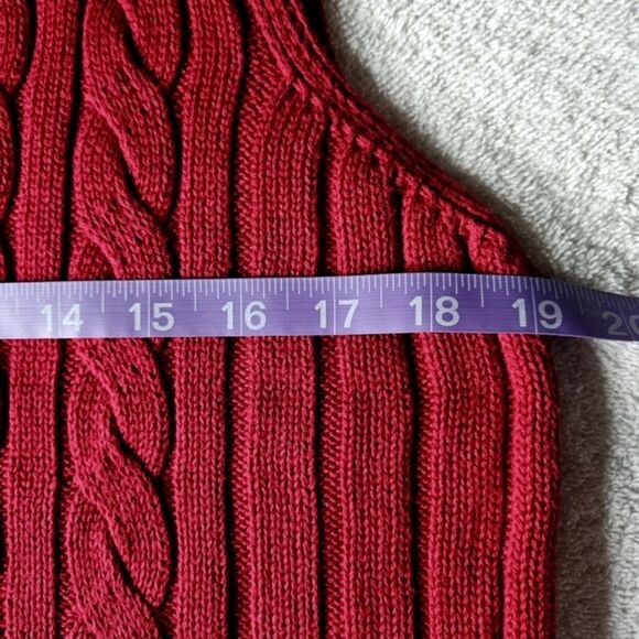 Fairway & Greene Vintage Christmas Red Button Front Cable Knit & Ribbed Vest - Picture 6 of 7